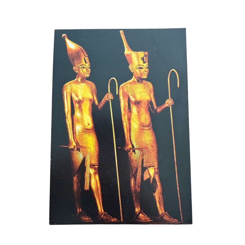 King Tutankhamun Golden Age of the Pharaohs Postcard Gilded Figures 2005 Exhibit